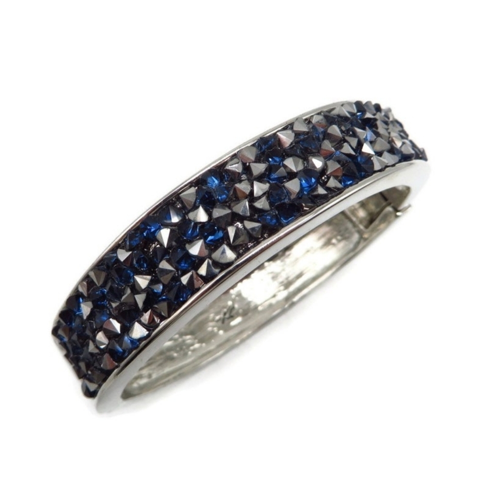 Blue Bead Bangle, Marcasite Studded Silver Tone, Kenneth Cole Bracelet